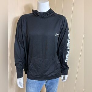 Realtree Men's Hooded Waffle Weave Long Sleeve Shirt Black Size 3XL Lightweight